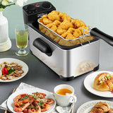 3.2 夸脱带定时器电动不锈钢油炸锅 3.2 Quart Electric Stainless Steel Deep Fryer with Timer