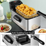 3.2 夸脱带定时器电动不锈钢油炸锅 3.2 Quart Electric Stainless Steel Deep Fryer with Timer