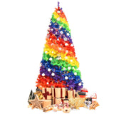 7 英尺人造铰链传统圣诞树，带金属支架 7 Feet Artificial Hinged Traditional Christmas Tree with Metal Stand