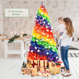 7 英尺人造铰链传统圣诞树，带金属支架 7 Feet Artificial Hinged Traditional Christmas Tree with Metal Stand