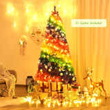 7 英尺人造铰链传统圣诞树，带金属支架 7 Feet Artificial Hinged Traditional Christmas Tree with Metal Stand