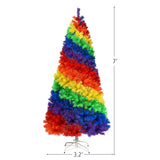 7 英尺人造铰链传统圣诞树，带金属支架 7 Feet Artificial Hinged Traditional Christmas Tree with Metal Stand