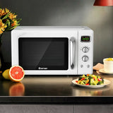 0.9 立方英尺复古台面紧凑型微波炉-白色 0.9 Cu.ft Retro Countertop Compact Microwave Oven-White