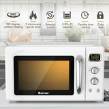 0.9 立方英尺复古台面紧凑型微波炉-白色 0.9 Cu.ft Retro Countertop Compact Microwave Oven-White