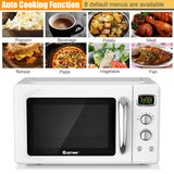 0.9 立方英尺复古台面紧凑型微波炉-白色 0.9 Cu.ft Retro Countertop Compact Microwave Oven-White