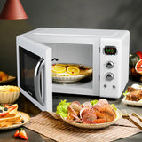 0.9 立方英尺复古台面紧凑型微波炉-白色 0.9 Cu.ft Retro Countertop Compact Microwave Oven-White