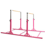 儿童双单杠体操训练双杠可调节-粉色 Kids Double Horizontal Bars Gymnastic Training Parallel Bars Adjustable-Pink