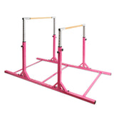 儿童双单杠体操训练双杠可调节-粉色 Kids Double Horizontal Bars Gymnastic Training Parallel Bars Adjustable-Pink