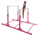 儿童双单杠体操训练双杠可调节-粉色 Kids Double Horizontal Bars Gymnastic Training Parallel Bars Adjustable-Pink