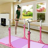 儿童双单杠体操训练双杠可调节-粉色 Kids Double Horizontal Bars Gymnastic Training Parallel Bars Adjustable-Pink