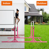 儿童双单杠体操训练双杠可调节-粉色 Kids Double Horizontal Bars Gymnastic Training Parallel Bars Adjustable-Pink