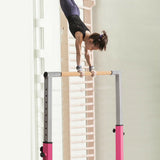 儿童双单杠体操训练双杠可调节-粉色 Kids Double Horizontal Bars Gymnastic Training Parallel Bars Adjustable-Pink