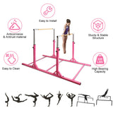 儿童双单杠体操训练双杠可调节-粉色 Kids Double Horizontal Bars Gymnastic Training Parallel Bars Adjustable-Pink