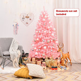 6 英尺粉色人造铰链云杉整棵圣诞树带可折叠金属支架 6 Feet Pink Artificial Hinged Spruce Full Christmas Tree with Foldable Metal Stand