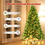 6.5 英尺预亮铰链圣诞树，带 LED 灯 6.5 Feet Pre-lit Hinged Christmas Tree with LED Lights