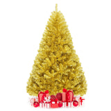 6/7.5 英尺人造金属丝圣诞树，铰接可折叠支架 - 6 英尺 6/7.5 Feet Artificial Tinsel Christmas Tree Hinged with Foldable Stand-6 ft