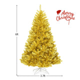 6/7.5 英尺人造金属丝圣诞树，铰接可折叠支架 - 6 英尺 6/7.5 Feet Artificial Tinsel Christmas Tree Hinged with Foldable Stand-6 ft