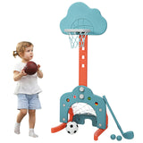 三合一儿童篮球框套装（带球）-绿色 3-in-1 Kids Basketball Hoop Set with Balls-Green