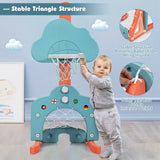 三合一儿童篮球框套装（带球）-绿色 3-in-1 Kids Basketball Hoop Set with Balls-Green