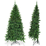 预亮人造半国家圣诞树，带 8 种闪光模式 - 6 英尺 Pre-Lit Artificial Half National Christmas Tree with 8 Flash Modes-6 ft