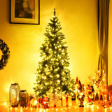 预亮人造半国家圣诞树，带 8 种闪光模式 - 6 英尺 Pre-Lit Artificial Half National Christmas Tree with 8 Flash Modes-6 ft