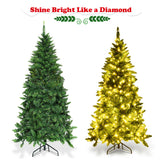 预亮人造半国家圣诞树，带 8 种闪光模式 - 6 英尺 Pre-Lit Artificial Half National Christmas Tree with 8 Flash Modes-6 ft