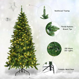 预亮人造半国家圣诞树，带 8 种闪光模式 - 6 英尺 Pre-Lit Artificial Half National Christmas Tree with 8 Flash Modes-6 ft