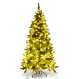 预亮人造半国家圣诞树，带 8 种闪光模式 - 6 英尺 Pre-Lit Artificial Half National Christmas Tree with 8 Flash Modes-6 ft