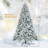 7.5 英尺雪绒铰接人造圣诞树（不带灯） 7.5 Feet Snow Flocked Hinged Artificial Christmas Tree without Lights