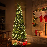 6.5' / 7.5' 预亮铰链人造铅笔圣诞树 - 7.5 英尺 6.5' / 7.5' Pre-Lit Hinged Artificial Pencil Christmas Tree-7.5 ft