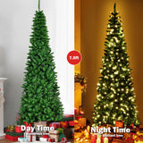 6.5' / 7.5' 预亮铰链人造铅笔圣诞树 - 7.5 英尺 6.5' / 7.5' Pre-Lit Hinged Artificial Pencil Christmas Tree-7.5 ft