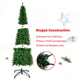 6.5' / 7.5' 预亮铰链人造铅笔圣诞树 - 7.5 英尺 6.5' / 7.5' Pre-Lit Hinged Artificial Pencil Christmas Tree-7.5 ft