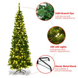 6.5' / 7.5' 预亮铰链人造铅笔圣诞树 - 7.5 英尺 6.5' / 7.5' Pre-Lit Hinged Artificial Pencil Christmas Tree-7.5 ft