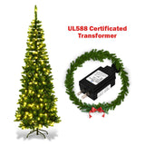 6.5' / 7.5' 预亮铰链人造铅笔圣诞树 - 7.5 英尺 6.5' / 7.5' Pre-Lit Hinged Artificial Pencil Christmas Tree-7.5 ft