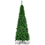 6.5' / 7.5' 预亮铰链人造铅笔圣诞树 - 7.5 英尺 6.5' / 7.5' Pre-Lit Hinged Artificial Pencil Christmas Tree-7.5 ft