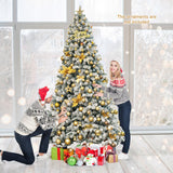 9 英尺人造圣诞树，带优质雪绒铰链 9 Feet Artificial Christmas Tree with Premium Snow Flocked Hinged