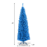 6 英尺不发光铅笔细长树人造圣诞树 6 Feet Unlit Pencil Slim Tree Artificial Christmas Tree