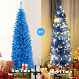 6 英尺不发光铅笔细长树人造圣诞树 6 Feet Unlit Pencil Slim Tree Artificial Christmas Tree