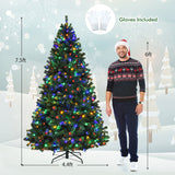 7.5 英尺预亮人造云杉圣诞树，配有 550 盏节日彩灯 7.5 Feet Pre-Lit Artificial Spruce Christmas Tree with 550 Multicolor Lights for Festival