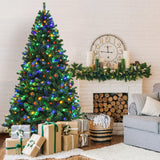 7.5 英尺预亮人造云杉圣诞树，配有 550 盏节日彩灯 7.5 Feet Pre-Lit Artificial Spruce Christmas Tree with 550 Multicolor Lights for Festival