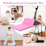 4 片折叠体操垫带提手-粉色 4-Panel Folding Gymnastics Mat with Carrying Handles-Pink