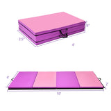 4 英尺 x 10 英尺厚折叠面板体操垫 - 粉色和紫色 4 Feet x 10 Feet Thick Folding Panel Gymnastics Mat-Pink & Purple