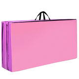 4 英尺 x 10 英尺厚折叠面板体操垫 - 粉色和紫色 4 Feet x 10 Feet Thick Folding Panel Gymnastics Mat-Pink & Purple