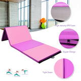 4 英尺 x 10 英尺厚折叠面板体操垫 - 粉色和紫色 4 Feet x 10 Feet Thick Folding Panel Gymnastics Mat-Pink & Purple