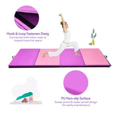 4 英尺 x 10 英尺厚折叠面板体操垫 - 粉色和紫色 4 Feet x 10 Feet Thick Folding Panel Gymnastics Mat-Pink & Purple