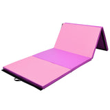 4 英尺 x 10 英尺厚折叠面板体操垫 - 粉色和紫色 4 Feet x 10 Feet Thick Folding Panel Gymnastics Mat-Pink & Purple