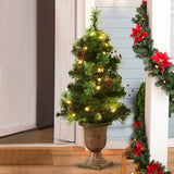 3/4/5 英尺 LED 圣诞树，带红色浆果松果 - 5 英尺 3/4/5 Feet LED Christmas Tree with Red Berries Pine Cones-5 ft