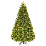 带 LED 灯和松果的植绒人造圣诞树 - 8 英尺 Flocked Artificial Christmas Tree with LED Lights and Pine Cones-8 ft