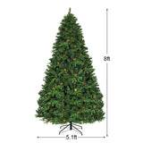 带 LED 灯和松果的植绒人造圣诞树 - 8 英尺 Flocked Artificial Christmas Tree with LED Lights and Pine Cones-8 ft