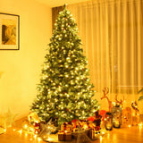 带 LED 灯和松果的植绒人造圣诞树 - 8 英尺 Flocked Artificial Christmas Tree with LED Lights and Pine Cones-8 ft